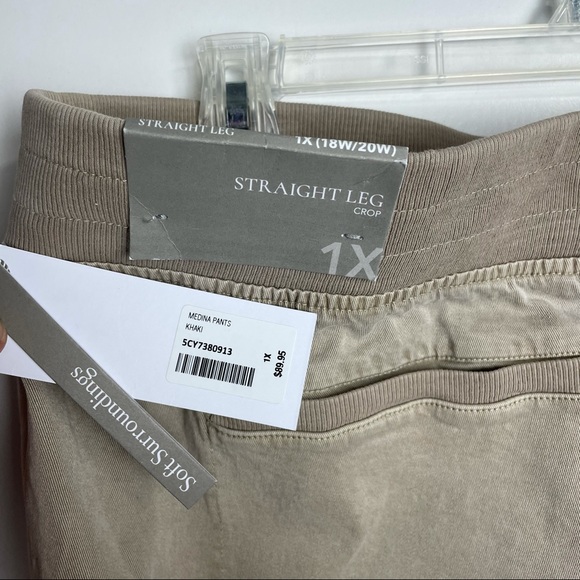NWT Soft Surroundings Medina Women's Pants 1X Straight Leg 18W / 20W Khaki - Picture 7 of 10